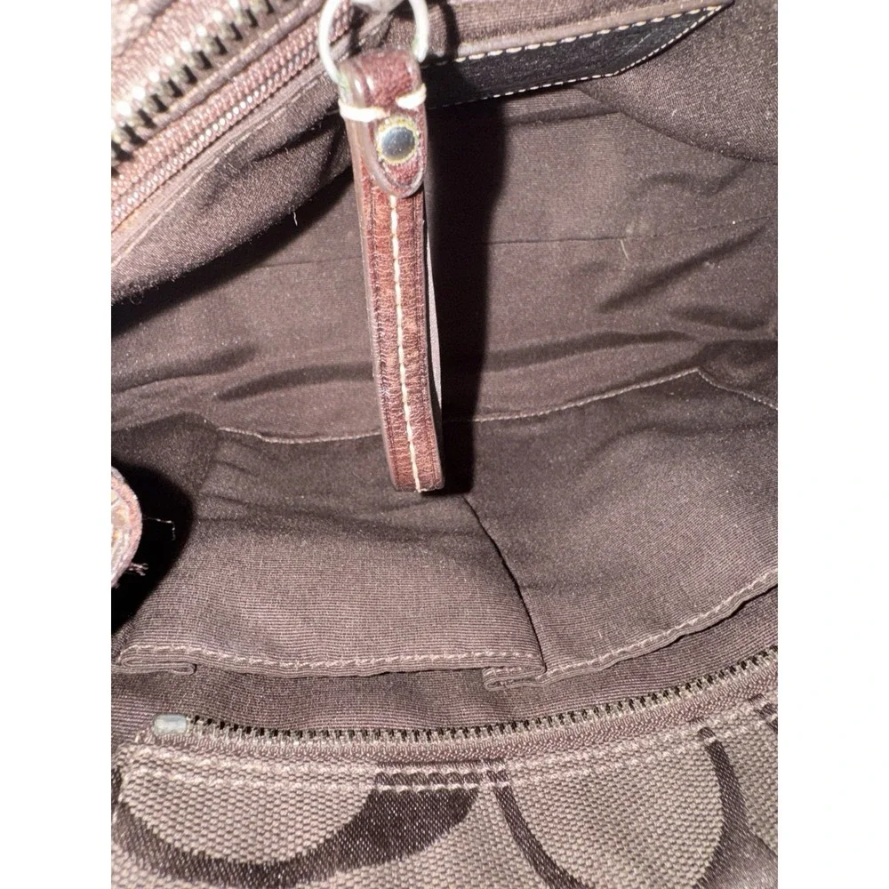 Coach Brown Logo Satchel with Snakeskin Accent and Silver Hardware